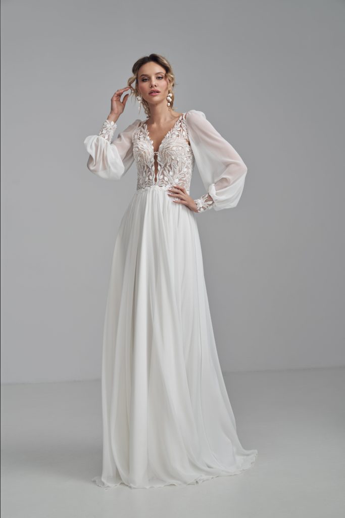 annais-brautatelier ried-alessia-brautkleid-lang arm-chiffon-ivory-vorne-1-min